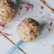 3 fig and cranberry balls on spoons