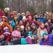 group of children gathered for a snow day