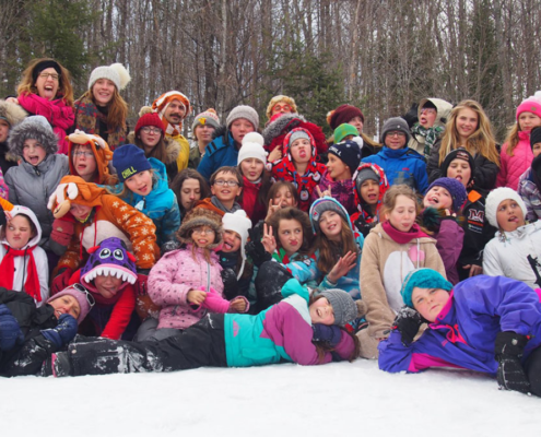 group of children gathered for a snow day