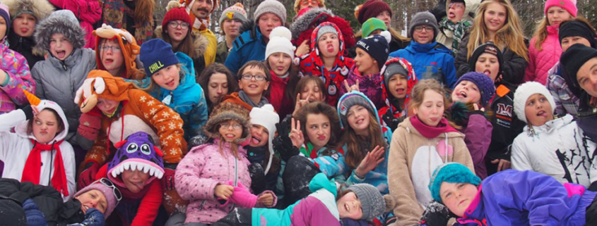 group of children gathered for a snow day