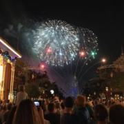 Crowd of people looking at fireworks