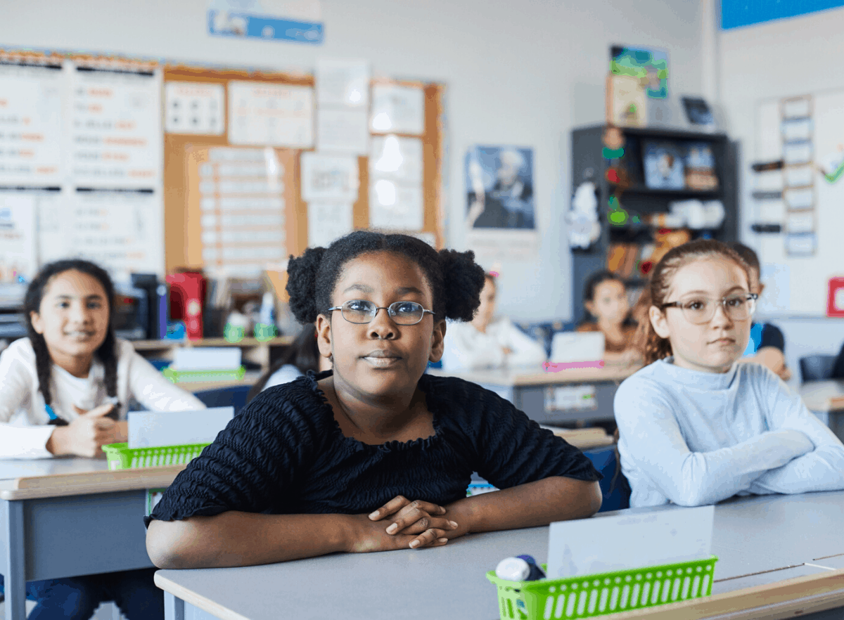 Children sitting in a classroom