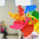 Pinwheel with blurred background of a classroom