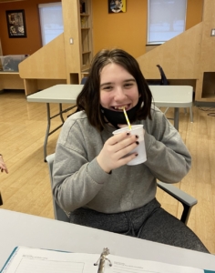 Student drinking smoothie