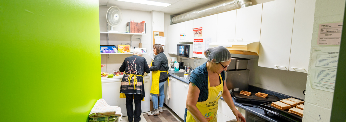 volunteers in kitchen
