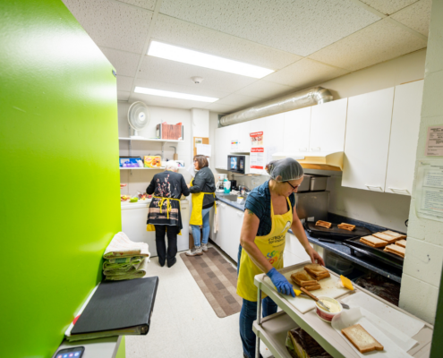 volunteers in kitchen